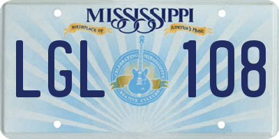 MS license plate LGL108