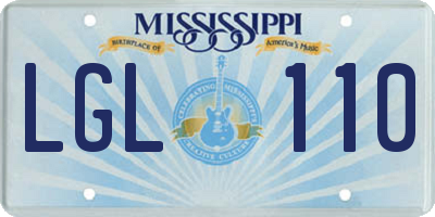 MS license plate LGL110