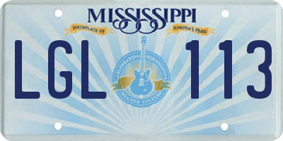 MS license plate LGL113