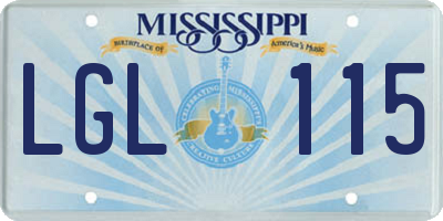 MS license plate LGL115