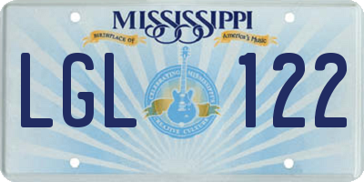 MS license plate LGL122