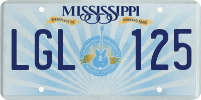 MS license plate LGL125