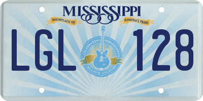 MS license plate LGL128