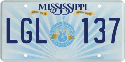 MS license plate LGL137