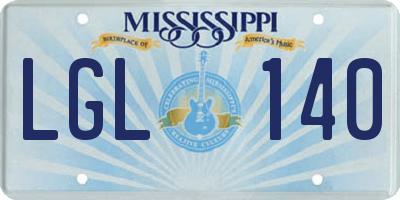 MS license plate LGL140
