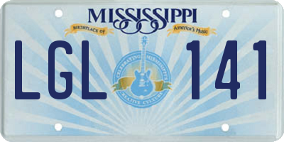 MS license plate LGL141