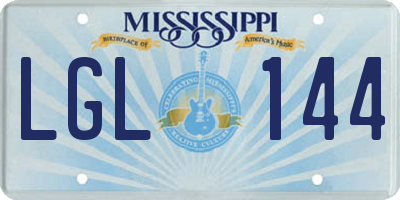MS license plate LGL144
