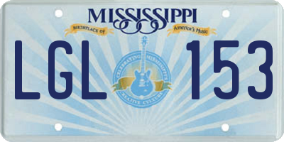 MS license plate LGL153