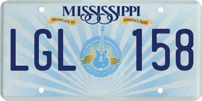 MS license plate LGL158