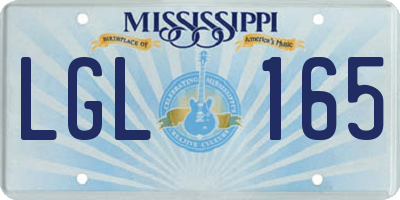 MS license plate LGL165