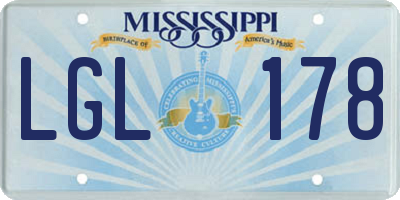 MS license plate LGL178
