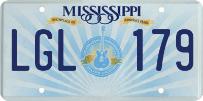 MS license plate LGL179