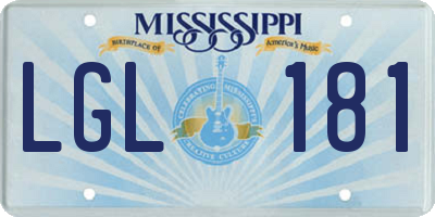 MS license plate LGL181