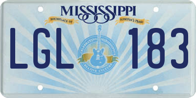 MS license plate LGL183