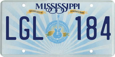 MS license plate LGL184
