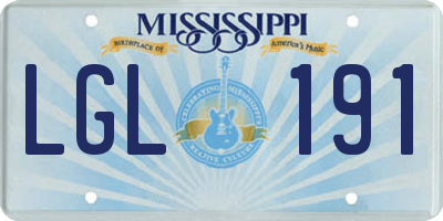 MS license plate LGL191