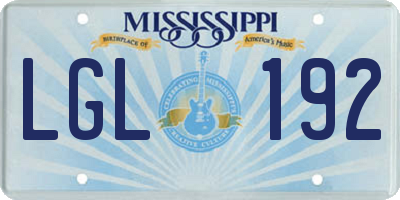 MS license plate LGL192