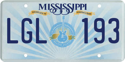 MS license plate LGL193