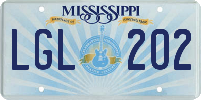 MS license plate LGL202