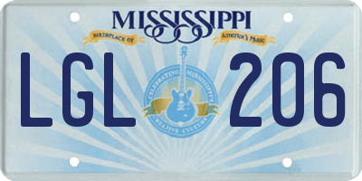 MS license plate LGL206
