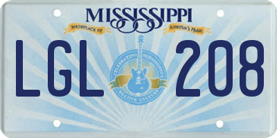 MS license plate LGL208