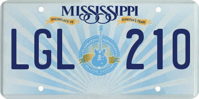 MS license plate LGL210