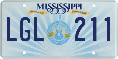 MS license plate LGL211