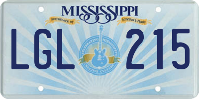 MS license plate LGL215