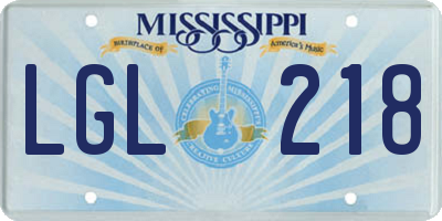 MS license plate LGL218