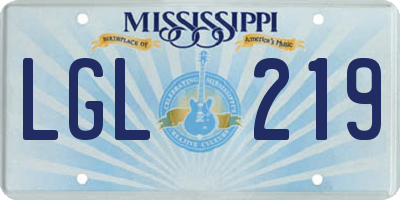 MS license plate LGL219