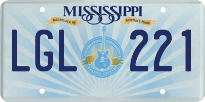 MS license plate LGL221