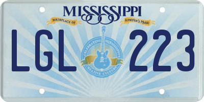 MS license plate LGL223