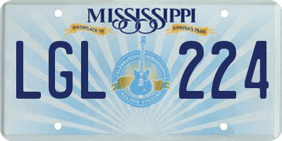 MS license plate LGL224