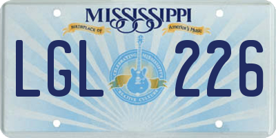 MS license plate LGL226