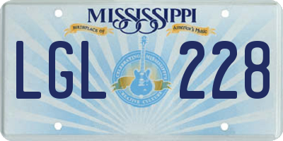 MS license plate LGL228