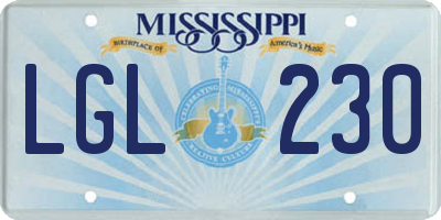 MS license plate LGL230