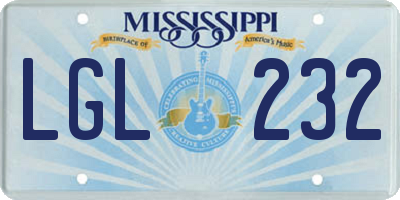 MS license plate LGL232