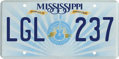 MS license plate LGL237