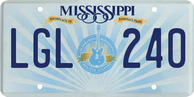 MS license plate LGL240