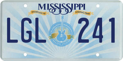MS license plate LGL241