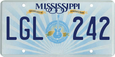 MS license plate LGL242