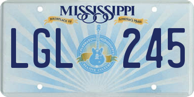 MS license plate LGL245