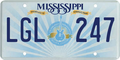 MS license plate LGL247
