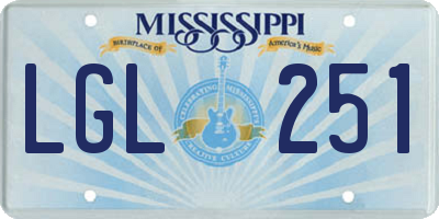 MS license plate LGL251