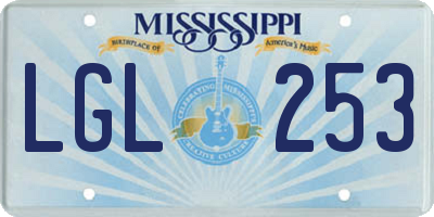MS license plate LGL253