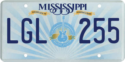 MS license plate LGL255