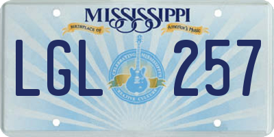 MS license plate LGL257