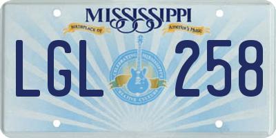 MS license plate LGL258