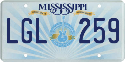 MS license plate LGL259