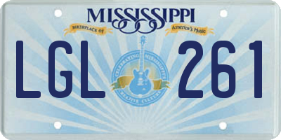 MS license plate LGL261
